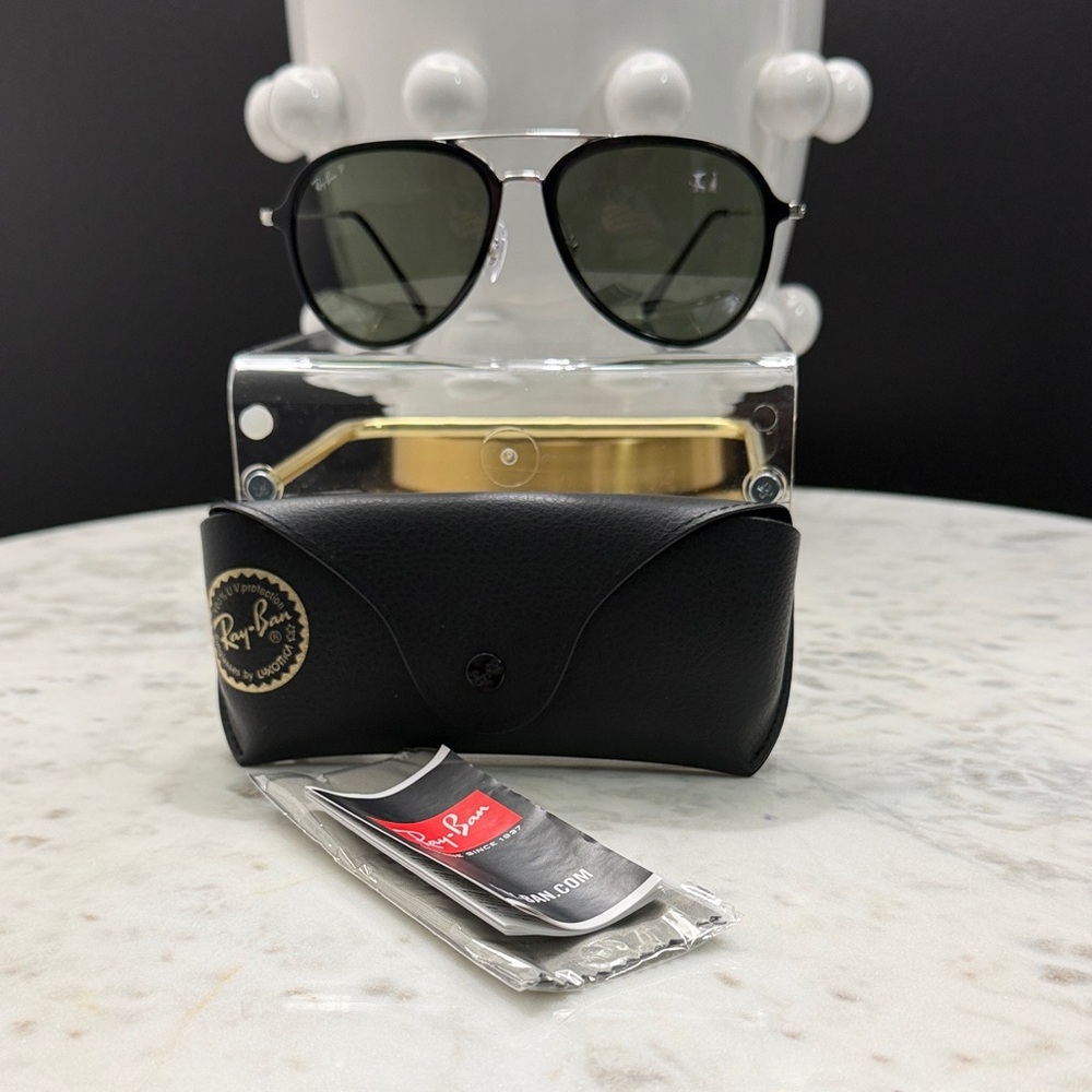 Ray-Ban Black & Silver Frame Sunglasses with Black Case